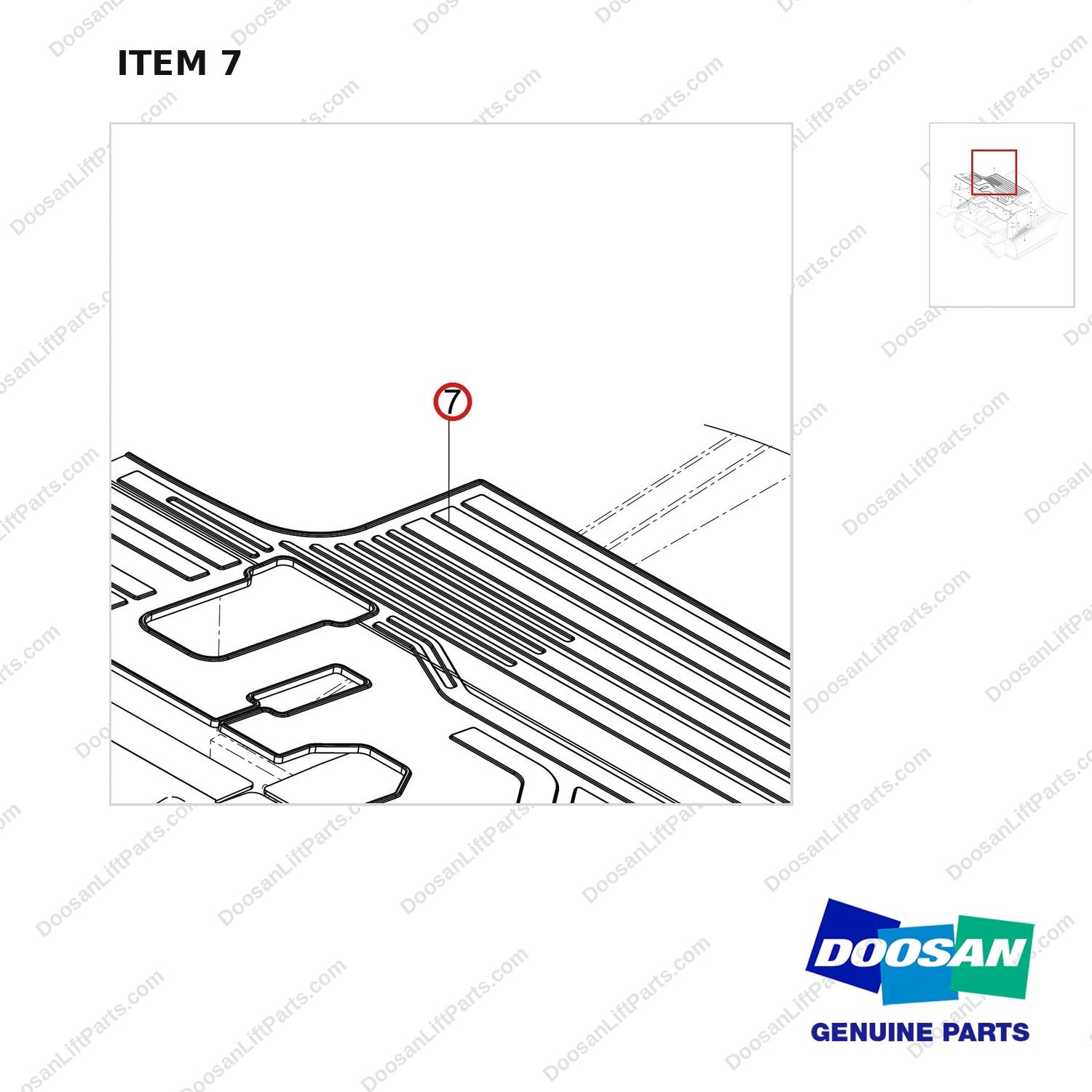 110935-00468 CHASSIS FLOOR - parts diagram, item 7 shown - genuine Doosan / Bobcat forklift part