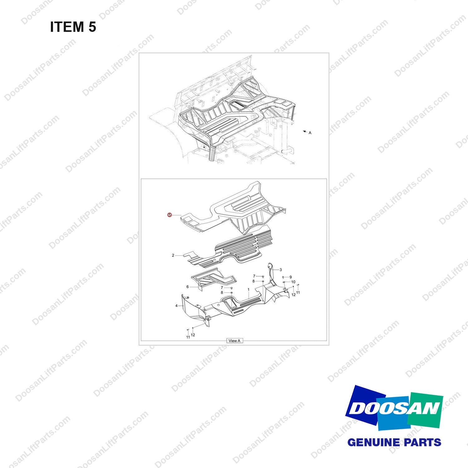 110935-01441 PLATE,FLOOR;GROUP,GC45S-9 - full parts diagram, item 5 marked - genuine Doosan / Bobcat forklift part