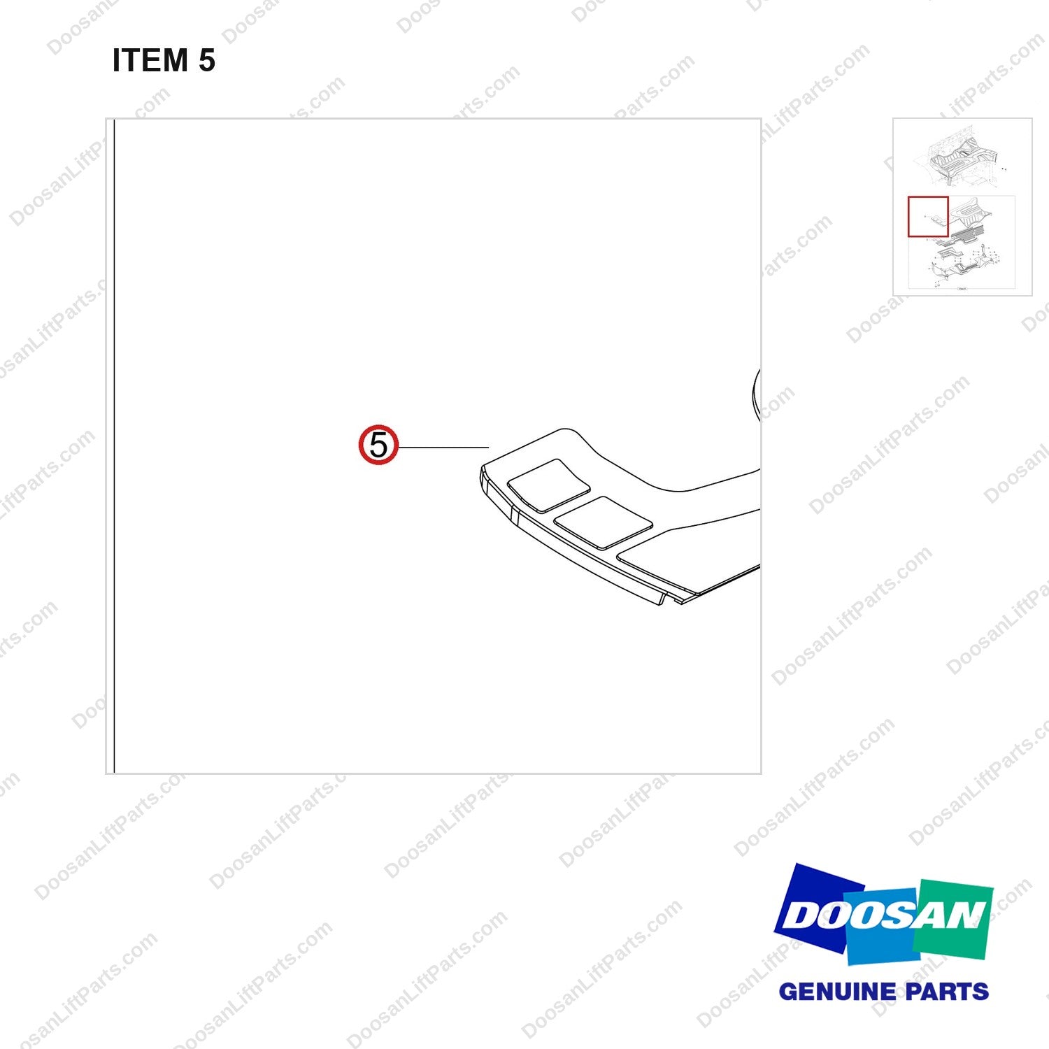 110935-01441 PLATE,FLOOR;GROUP,GC45S-9 - parts diagram, item 5 shown - genuine Doosan / Bobcat forklift part