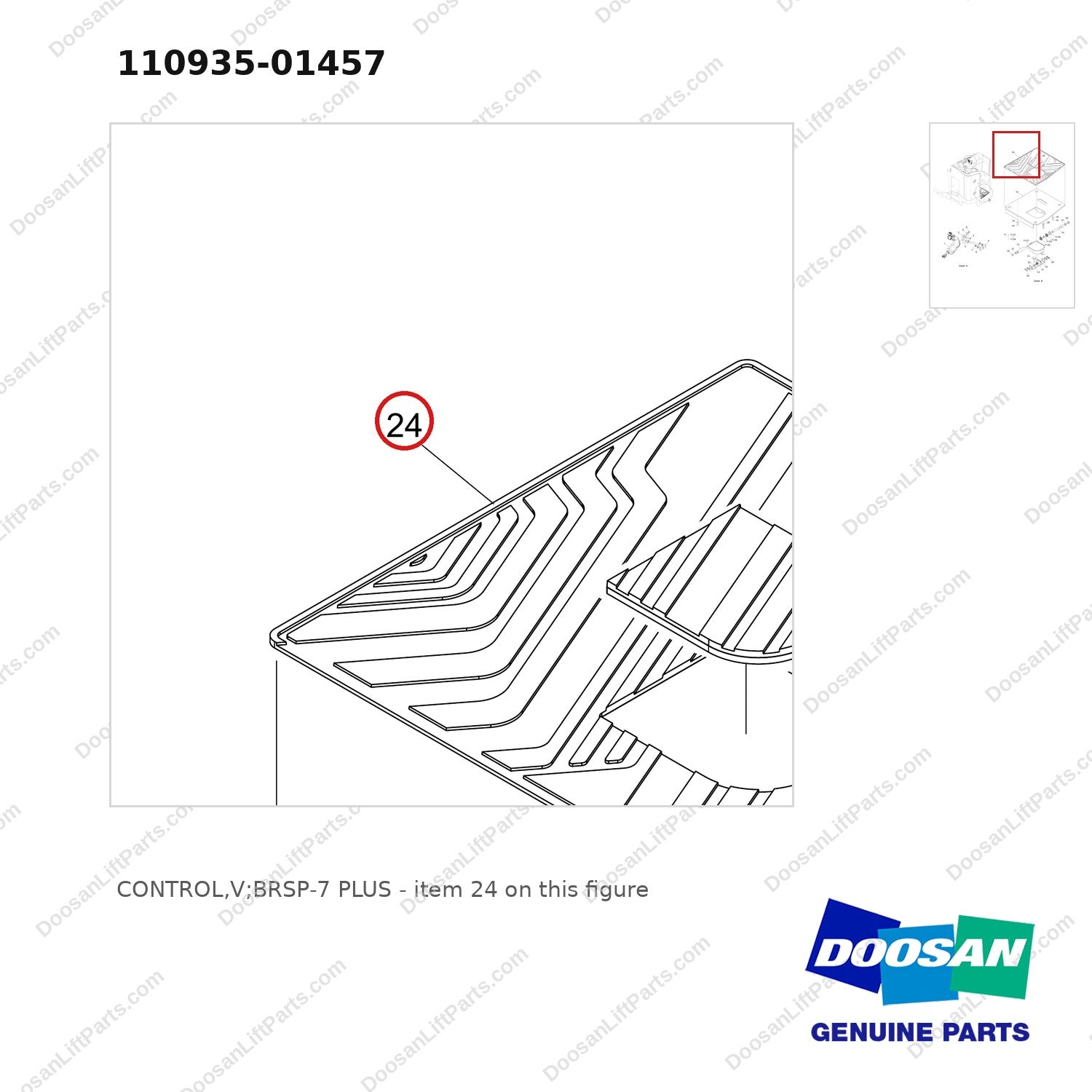 110935-01457 CONTROL,V;BRSP-7 PLUS - parts diagram, item 24 shown - genuine Doosan / Bobcat forklift part