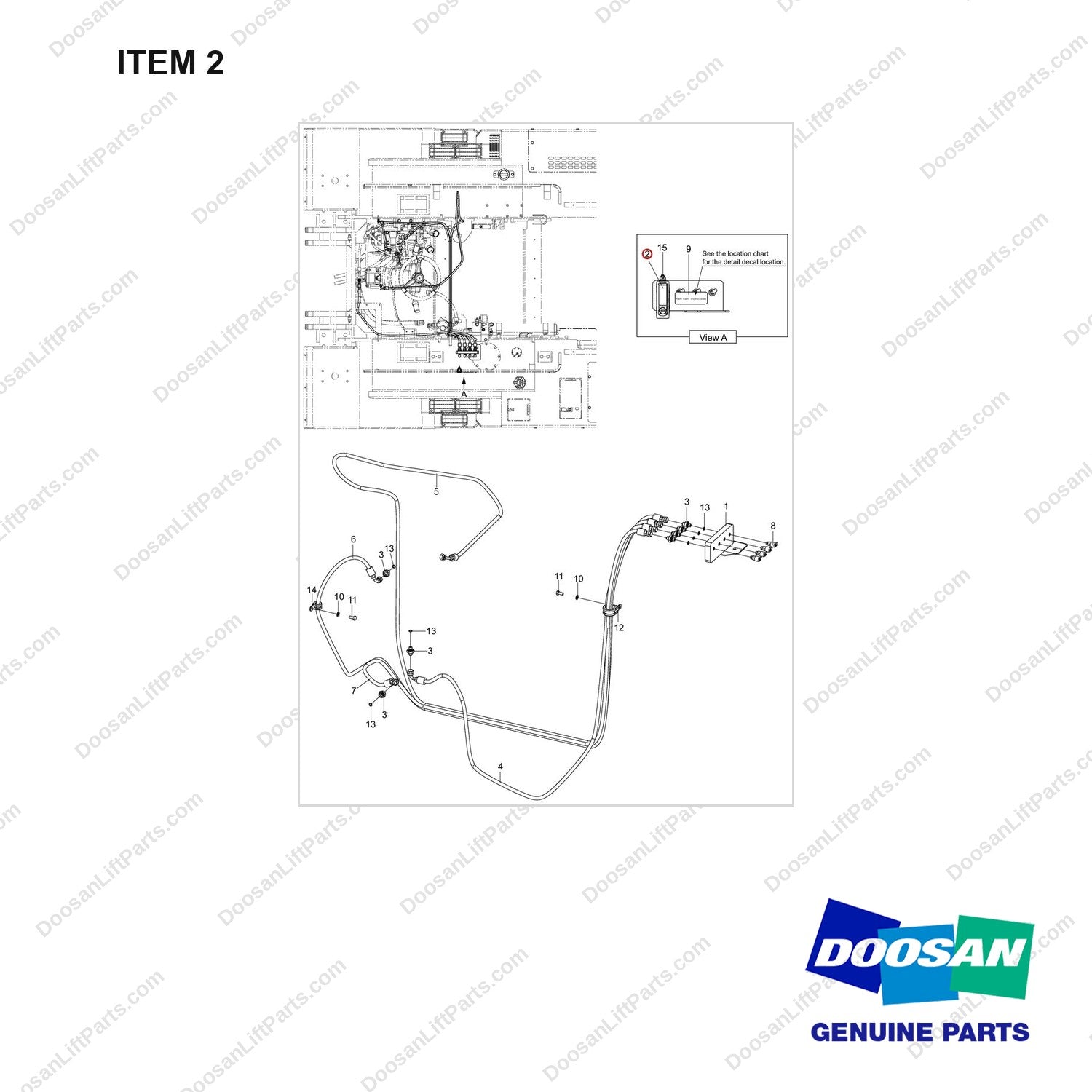110940-00096 CH/OV AR-PRESSURE GAUGE;D140/160S-7 - full parts diagram, item 2 marked - genuine Doosan / Bobcat forklift part