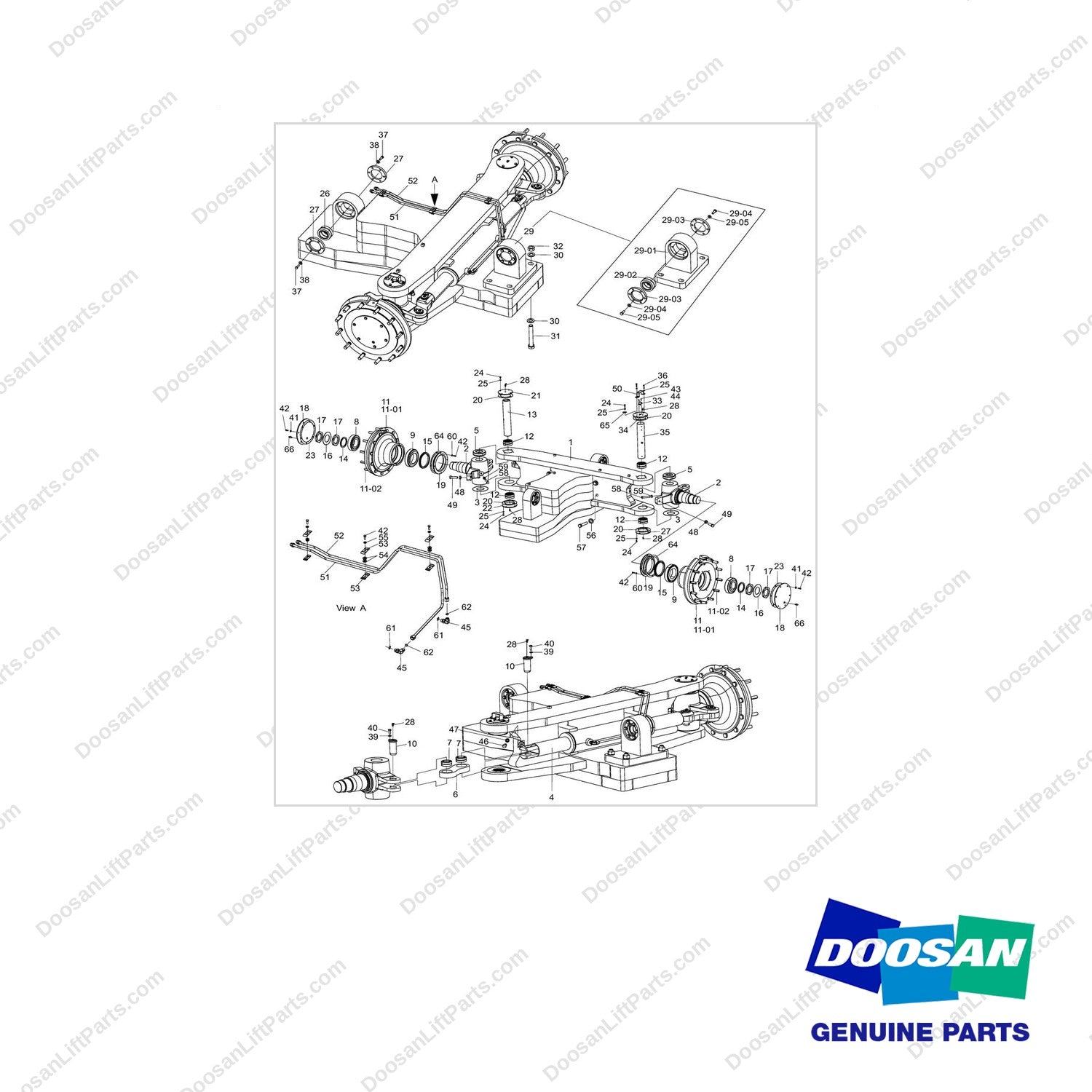 110947-00154 AXLE ASSY,STEER;DV250S-7 - full parts diagram - genuine Doosan / Bobcat forklift part