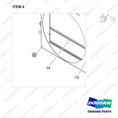 110948-00404 RADIATOR ASSY;D70/90S-9 - parts diagram, item 4 shown - genuine Doosan / Bobcat forklift part
