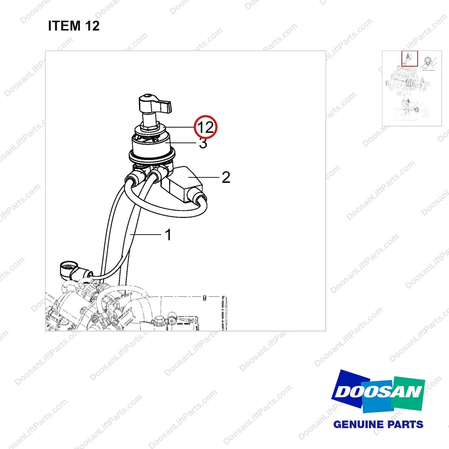 110951-02380 CH/OV AR-SAFETY FEATURE;UL SAFETY,G25N-7 - parts diagram, item 12 shown - genuine Doosan / Bobcat forklift part