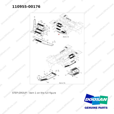 110955-00176 STEP;GROUP - full parts diagram, item 1 marked - genuine Doosan / Bobcat forklift part