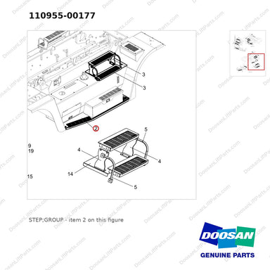 110955-00177 STEP;GROUP - parts diagram, item 2 shown - genuine Doosan / Bobcat forklift part