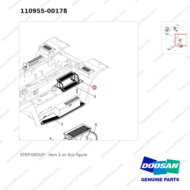 110955-00178 STEP;GROUP - parts diagram, item 3 shown - genuine Doosan / Bobcat forklift part