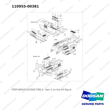 110955-00381 STEP;GROUP,DV250S;TIER-4 - full parts diagram, item 2 marked - genuine Doosan / Bobcat forklift part