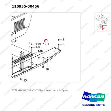 110955-00456 STEP;GROUP,DV250S;TIER-4 - parts diagram, item 1 shown - genuine Doosan / Bobcat forklift part