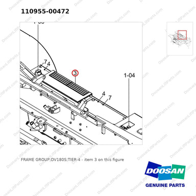 110955-00472 FRAME GROUP;DV180S;TIER-4 - parts diagram, item 3 shown - genuine Doosan / Bobcat forklift part