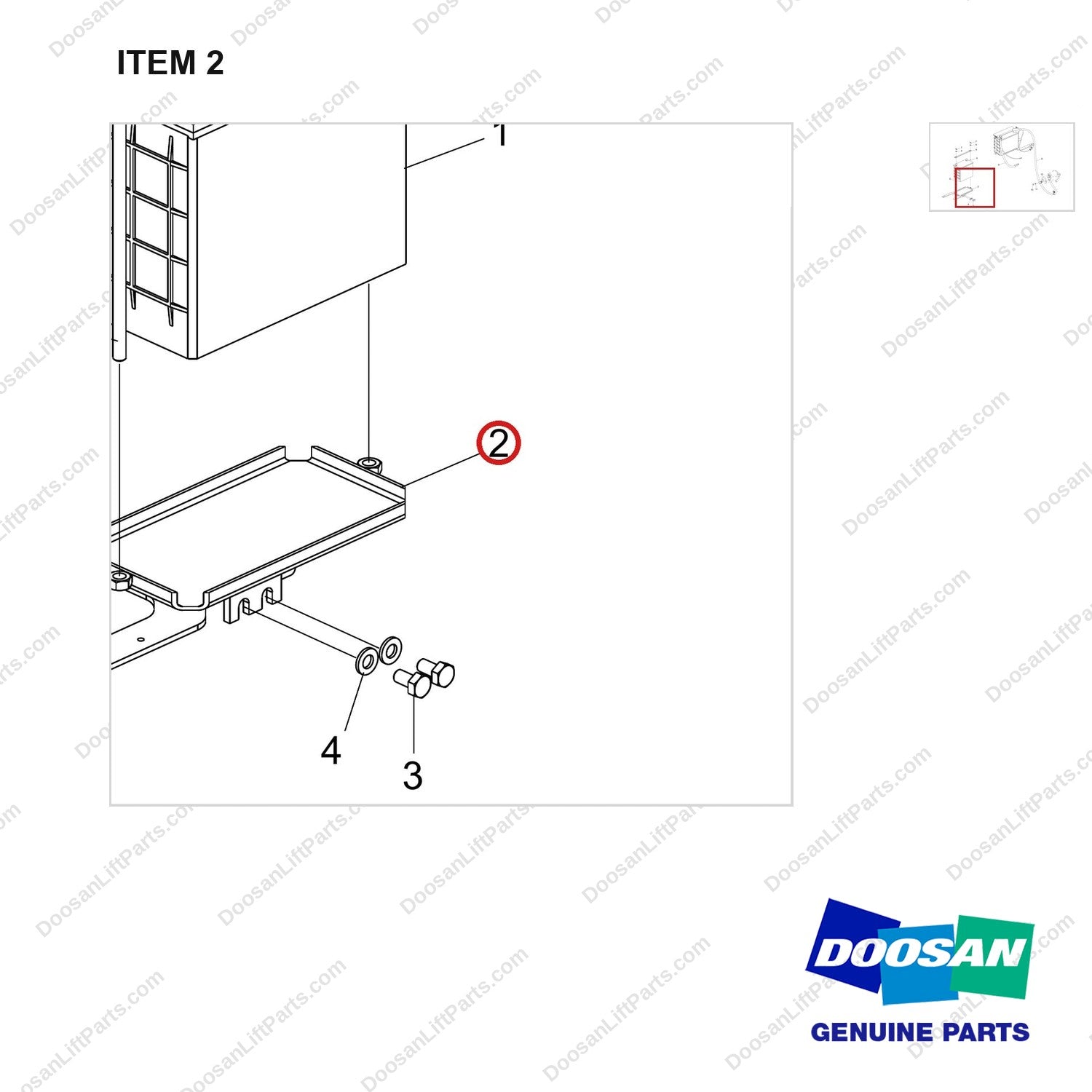 110961-00543 BATTERY GROUP - parts diagram, item 2 shown - genuine Doosan / Bobcat forklift part
