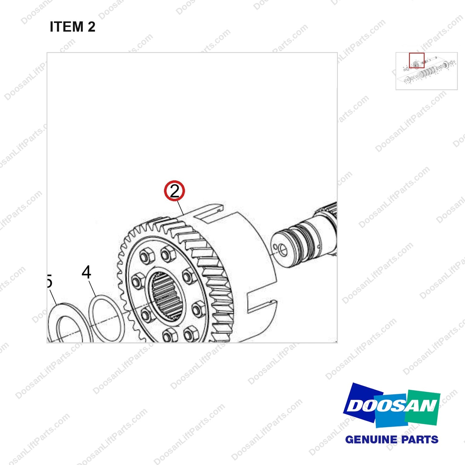 110963-00115 CLUTCH ASSY;REV - parts diagram, item 2 shown - genuine Doosan / Bobcat forklift part