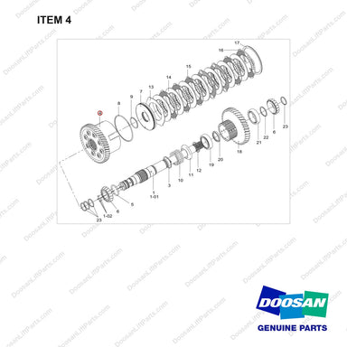 110963-00118 CLUTCH ASSY;FWD - full parts diagram, item 4 marked - genuine Doosan / Bobcat forklift part