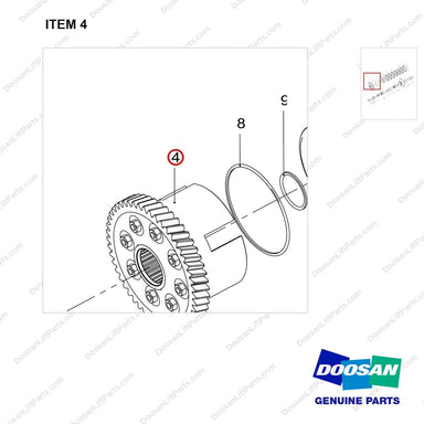 110963-00118 CLUTCH ASSY;FWD - parts diagram, item 4 shown - genuine Doosan / Bobcat forklift part