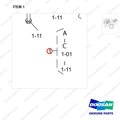 110970-00104 CRANKCASE GP - parts diagram, item 1 shown - genuine Doosan / Bobcat forklift part