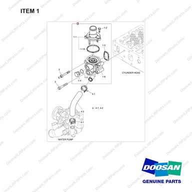 110980-00276A THERMOSTAT - full parts diagram, item 1 marked - genuine Doosan / Bobcat forklift part