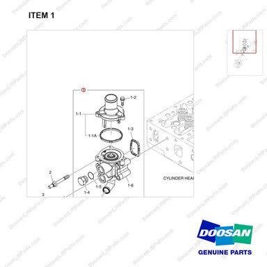 110980-00276A THERMOSTAT - parts diagram, item 1 shown - genuine Doosan / Bobcat forklift part
