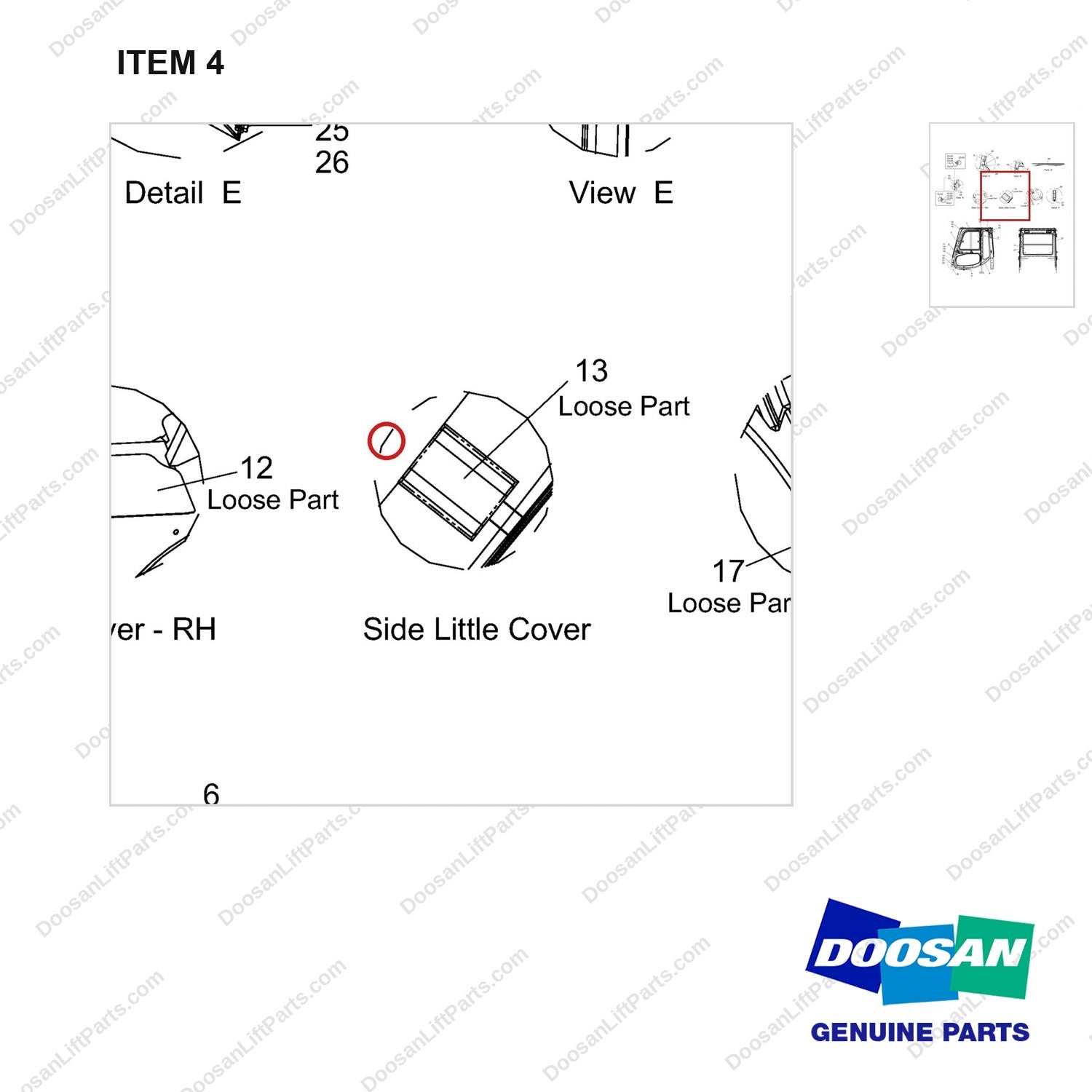 110982-00686 Modular Cabin Ass'y - Part 2 of 2 - parts diagram, item 4 shown - genuine Doosan / Bobcat forklift part