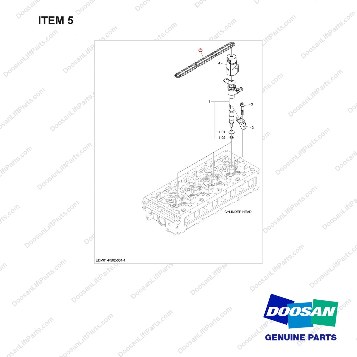 111004-00085 INJECTION NOZZLE - full parts diagram, item 5 marked - genuine Doosan / Bobcat forklift part