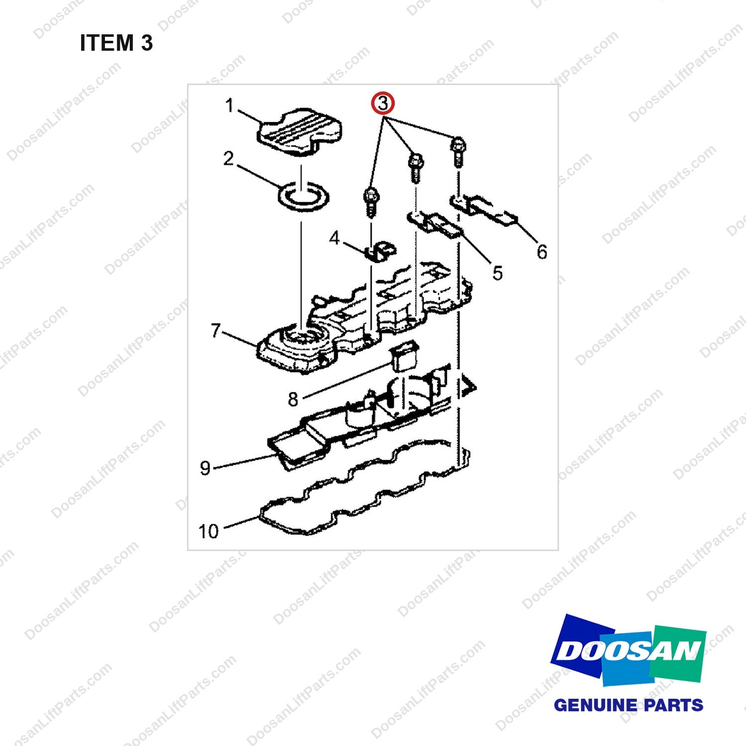 120106-00319 COVER,ENGINE;G242F(E) - full parts diagram, item 3 marked - genuine Doosan / Bobcat forklift part