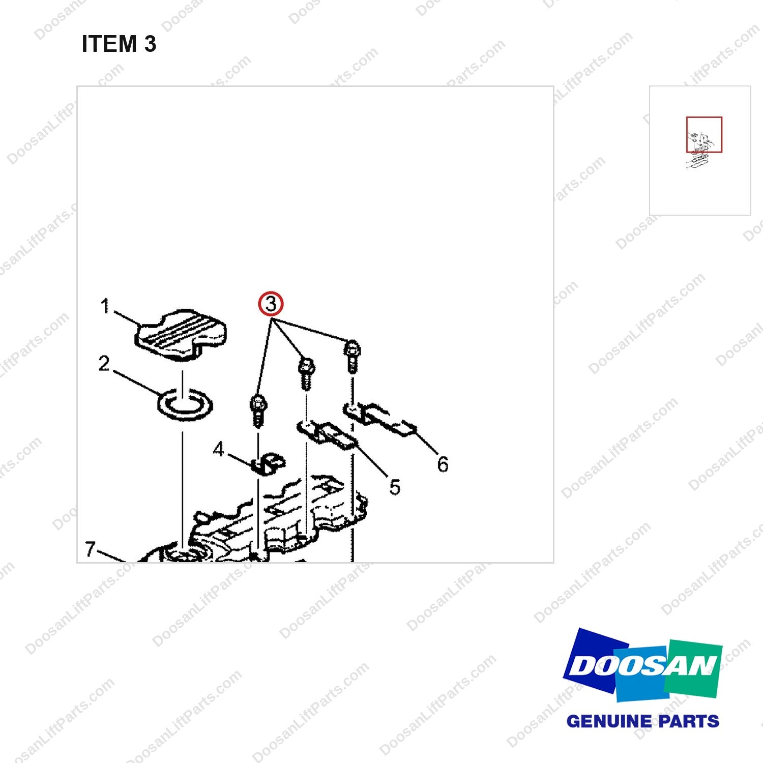 120106-00319 COVER,ENGINE;G242F(E) - parts diagram, item 3 shown - genuine Doosan / Bobcat forklift part