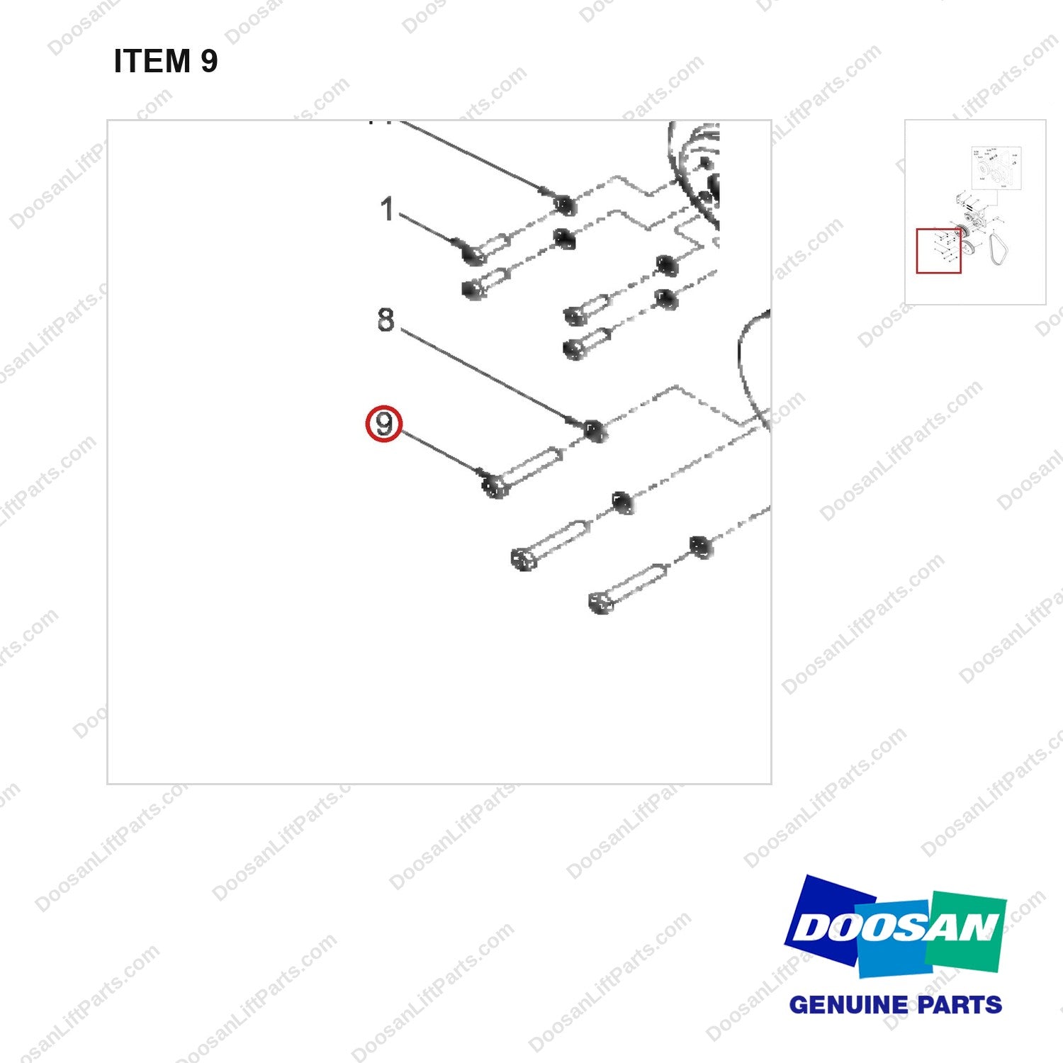 120106-00392 KIT;GM3.0L_HI-FAN - parts diagram, item 9 shown - genuine Doosan / Bobcat forklift part