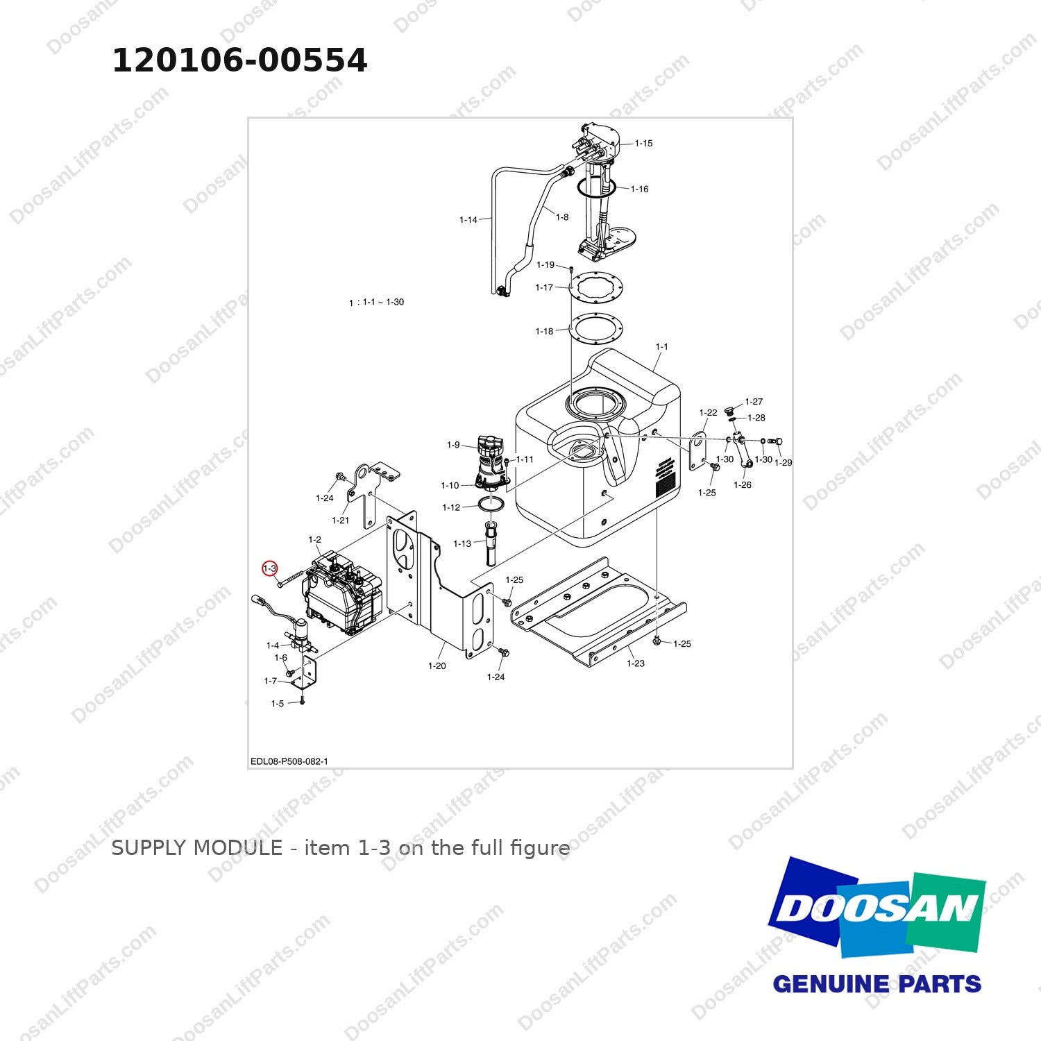 120106-00554 SUPPLY MODULE - full parts diagram, item 1-3 marked - genuine Doosan / Bobcat forklift part