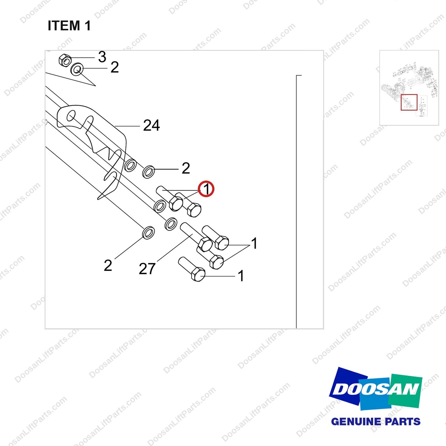120106-01356 MOUNT GROUP;POWERTRAIN,GC45S-9 - parts diagram, item 1 shown - genuine Doosan / Bobcat forklift part