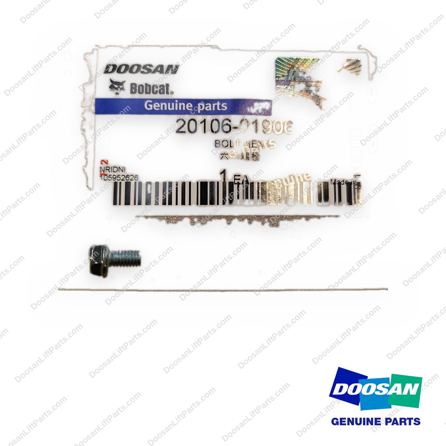 120106-01906 - Hex Bolt - OEM Doosan Daewoo Bobcat