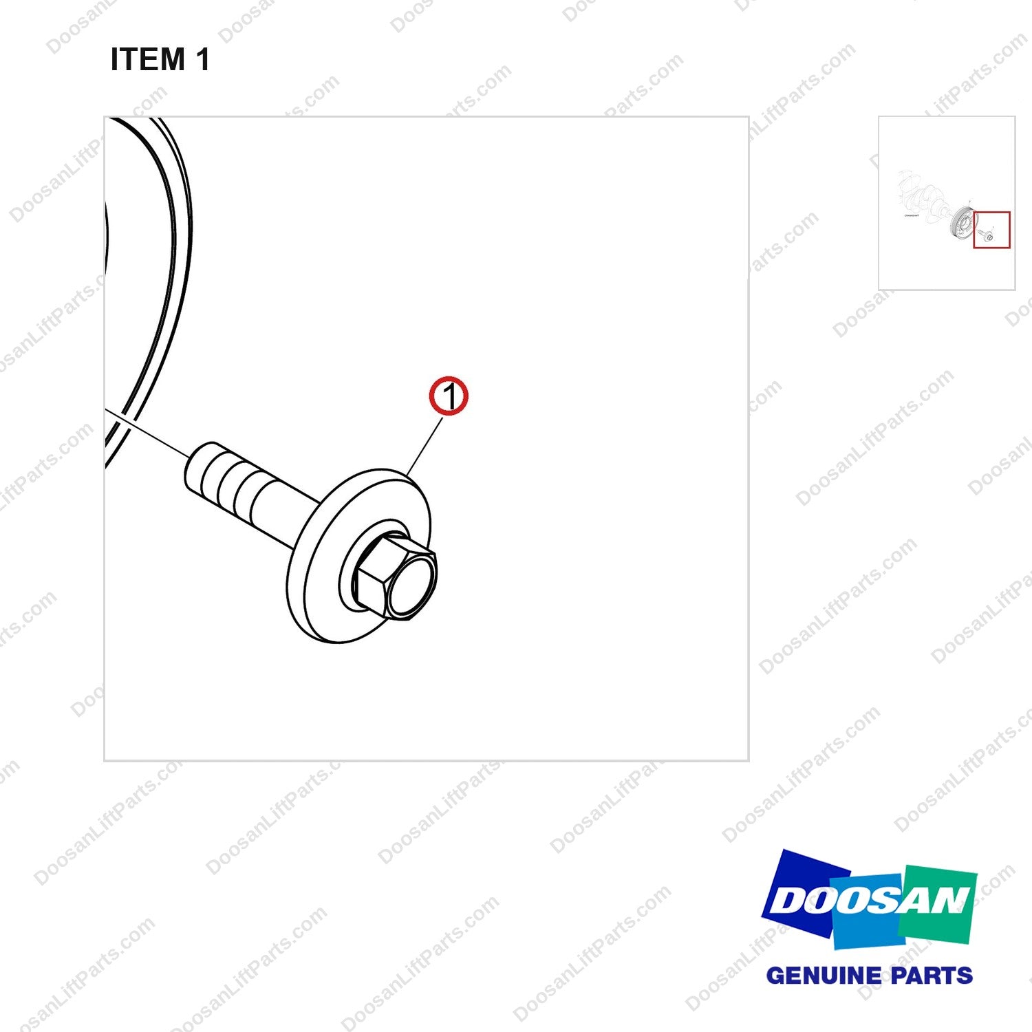 120106-01918 PULLEY ASSY,CRANKSHAFT;DN03 - parts diagram, item 1 shown - genuine Doosan / Bobcat forklift part