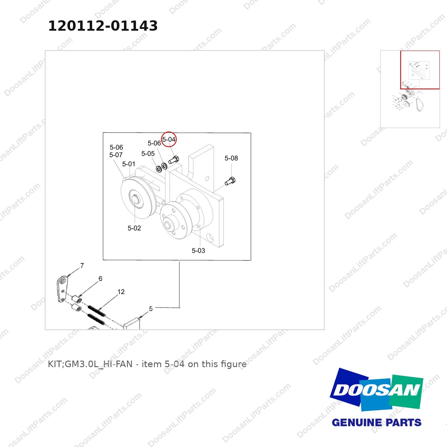 120112-01143 KIT;GM3.0L_HI-FAN - parts diagram, item 5-04 shown - genuine Doosan / Bobcat forklift part