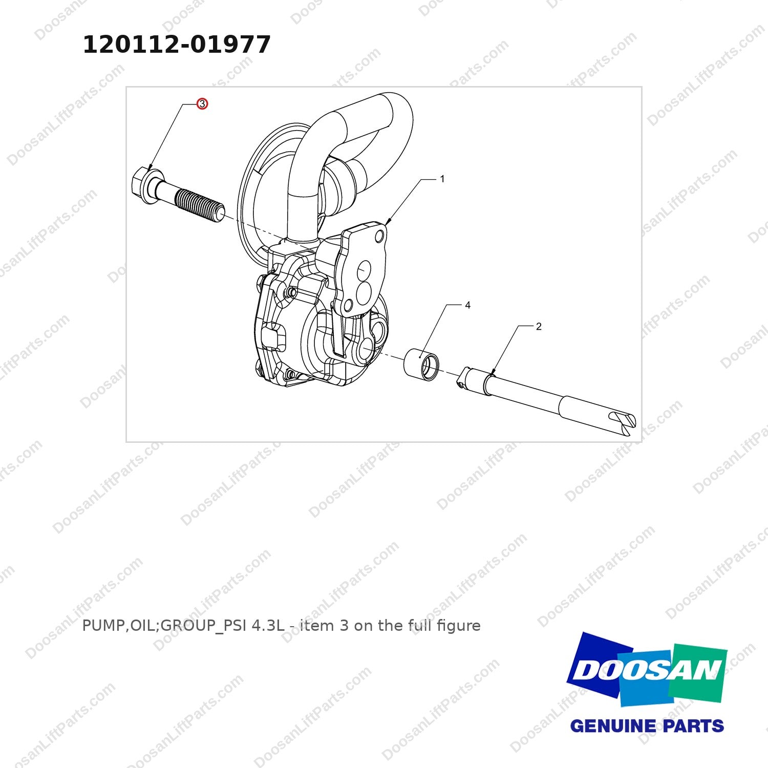 120112-01977 PUMP,OIL;GROUP_PSI 4.3L - full parts diagram, item 3 marked - genuine Doosan / Bobcat forklift part