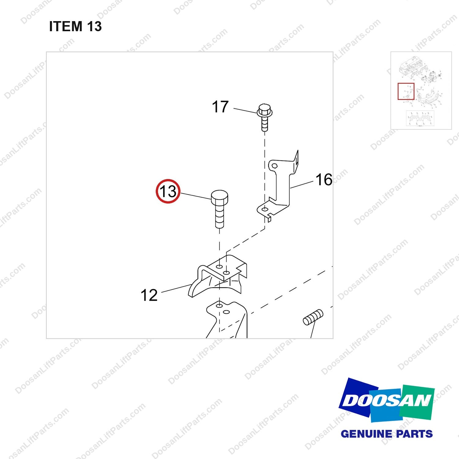 120112-02069 MANIFOLD,INTAKE;GCT GK25 ENGINE - parts diagram, item 13 shown - genuine Doosan / Bobcat forklift part