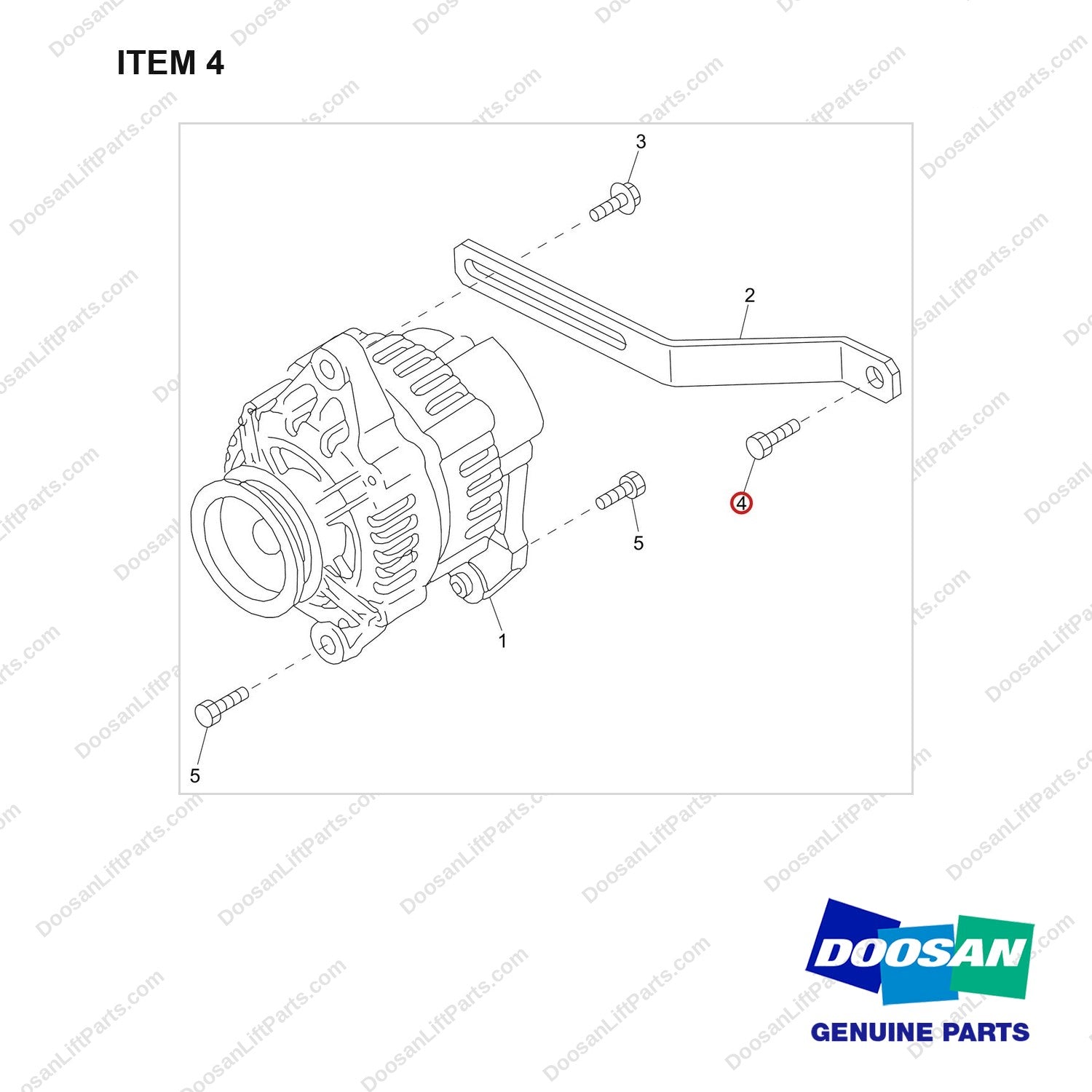120112-02083 ALTERNATOR GROUP;GCT GK25 ENGINE - full parts diagram, item 4 marked - genuine Doosan / Bobcat forklift part