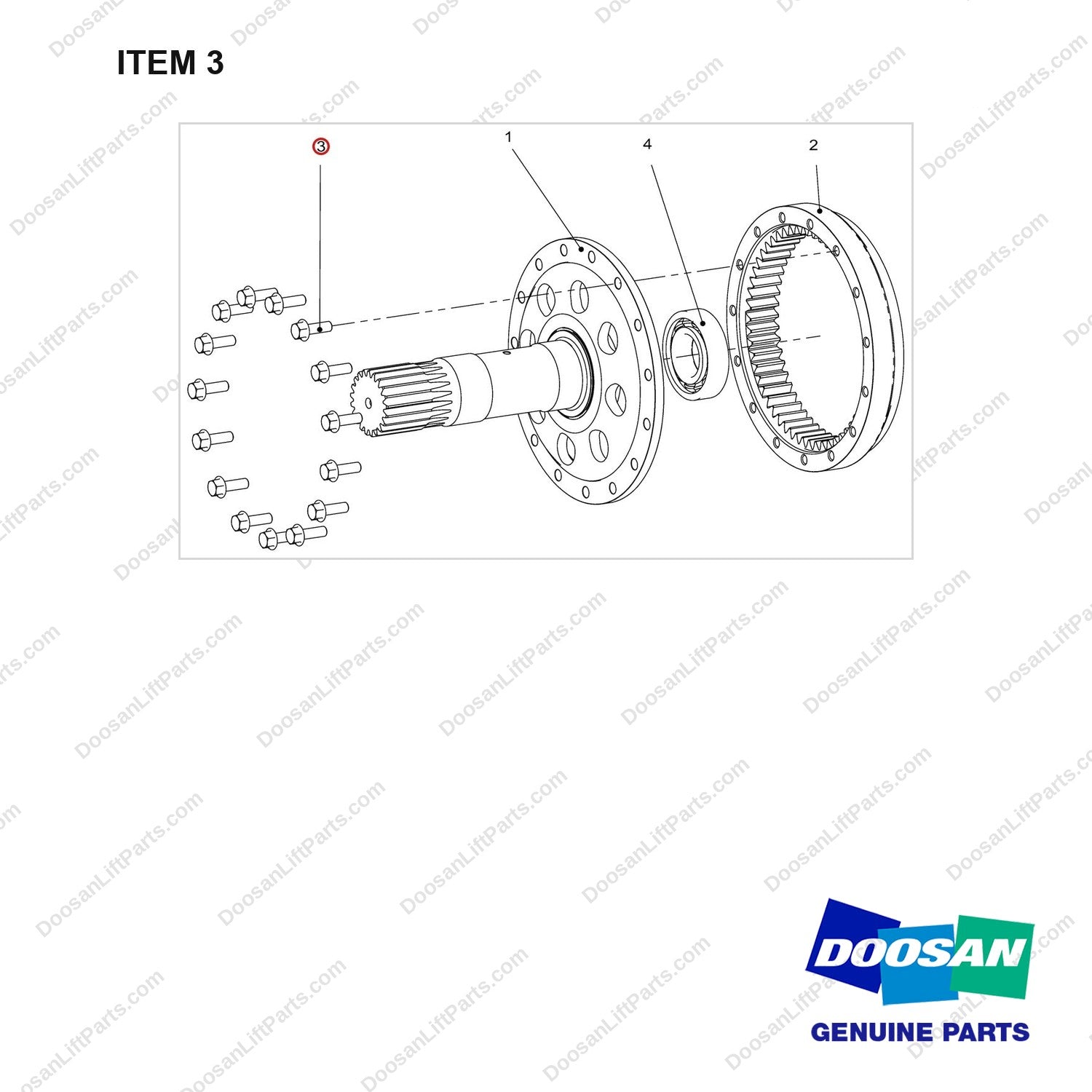120112-02280 GEAR ASSY;RING AND SUN - full parts diagram, item 3 marked - genuine Doosan / Bobcat forklift part