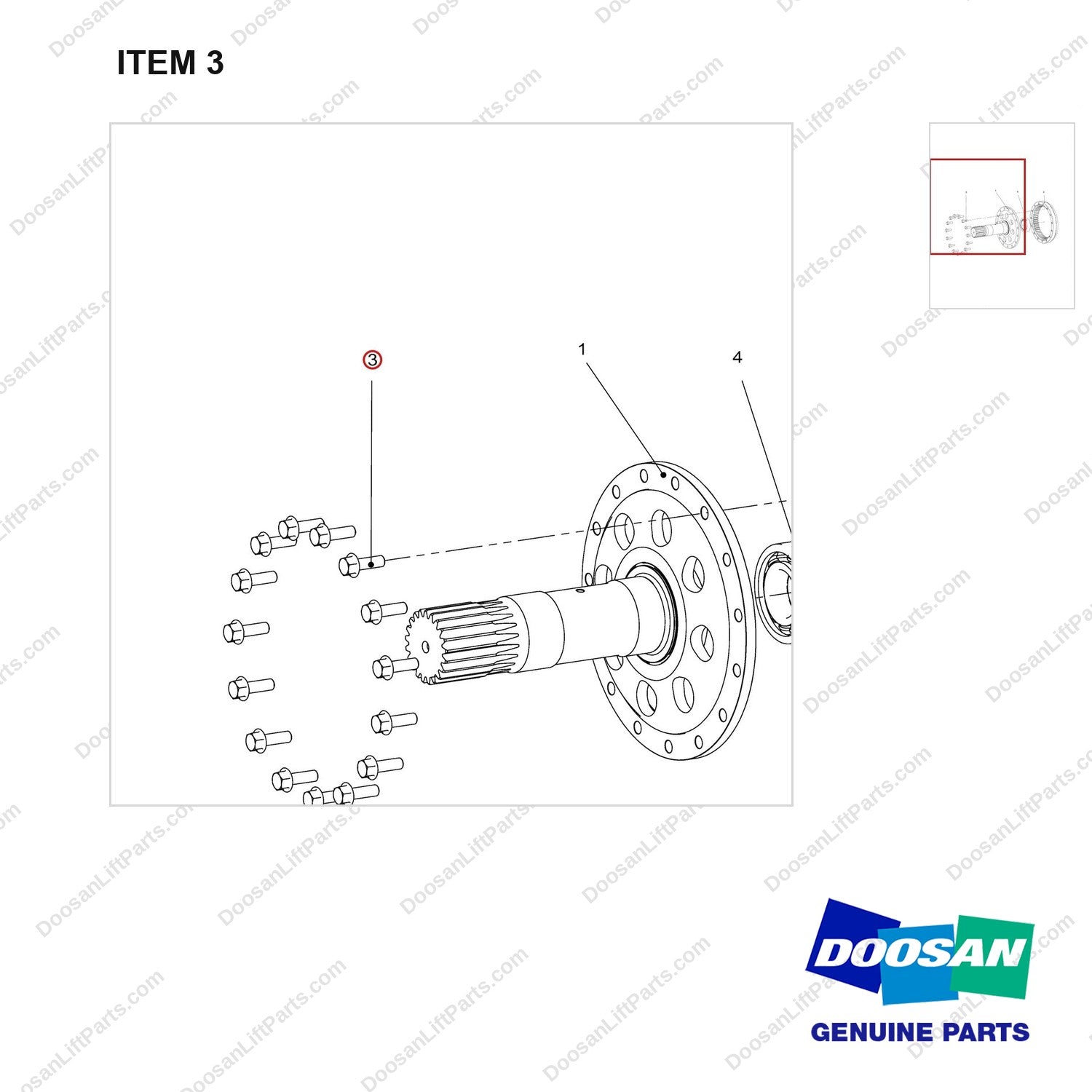 120112-02280 GEAR ASSY;RING AND SUN - parts diagram, item 3 shown - genuine Doosan / Bobcat forklift part