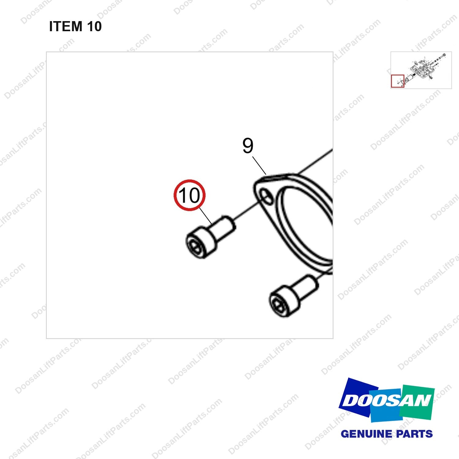 120112-02286 VALVE ASSY,BRAKE - parts diagram, item 10 shown - genuine Doosan / Bobcat forklift part