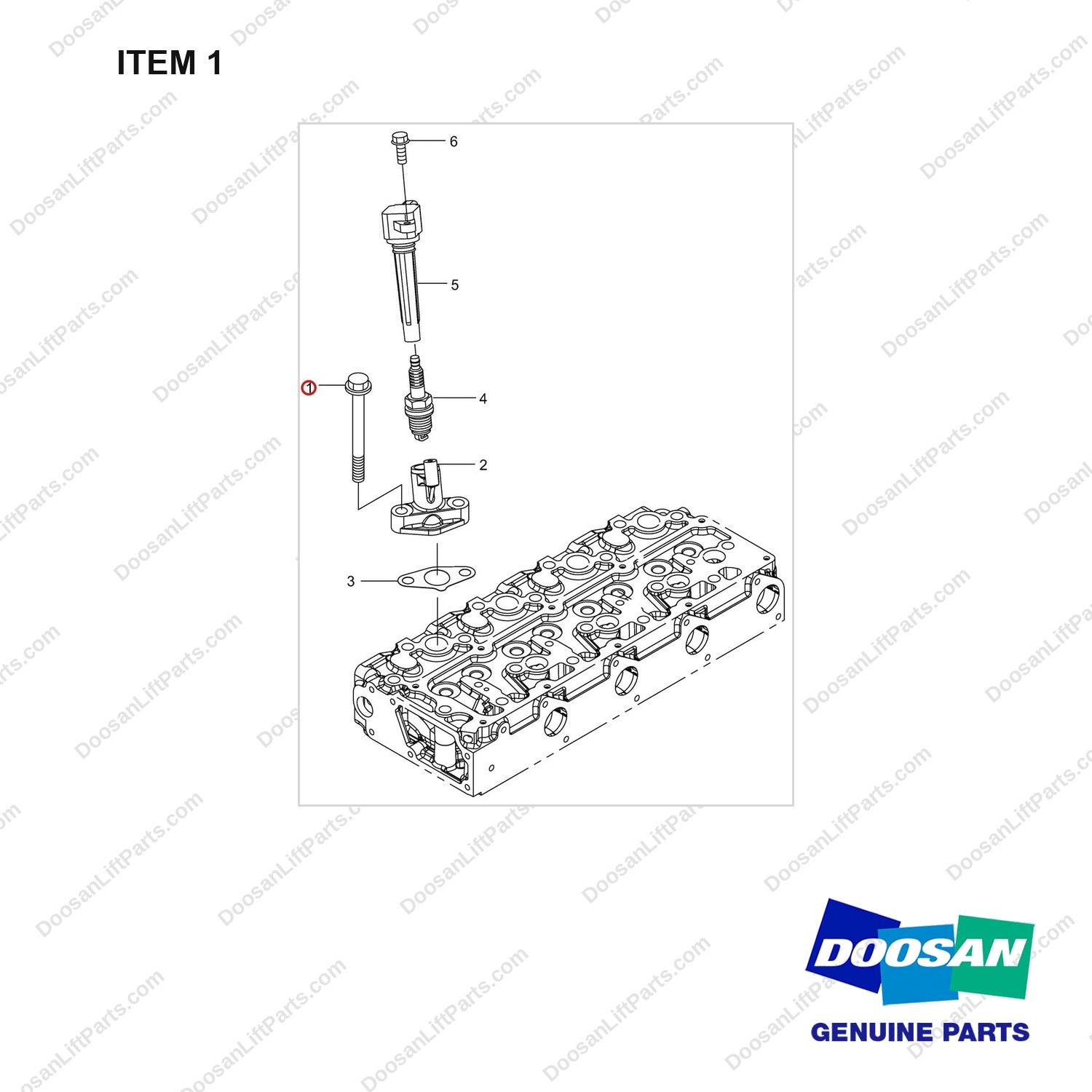 120112-02451 IGNITION COIL GP - full parts diagram, item 1 marked - genuine Doosan / Bobcat forklift part