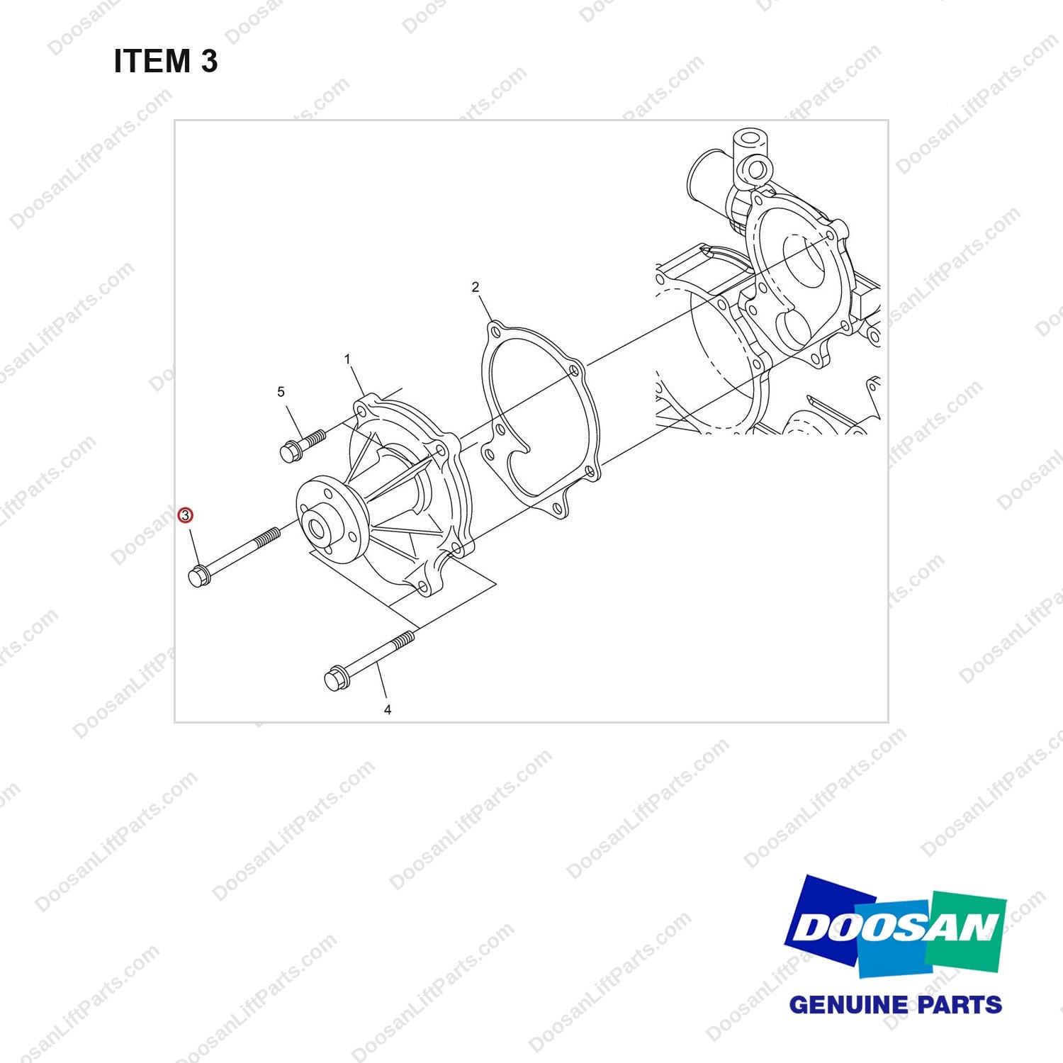 120112-02458 WATER PUMP GP - full parts diagram, item 3 marked - genuine Doosan / Bobcat forklift part