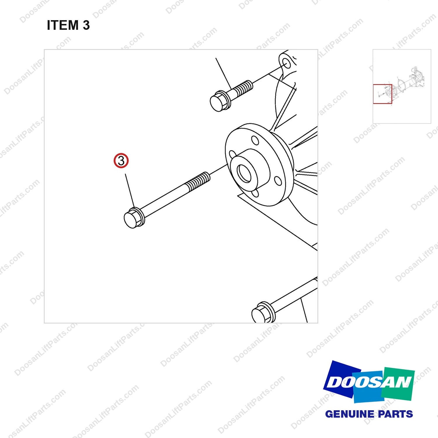 120112-02458 WATER PUMP GP - parts diagram, item 3 shown - genuine Doosan / Bobcat forklift part