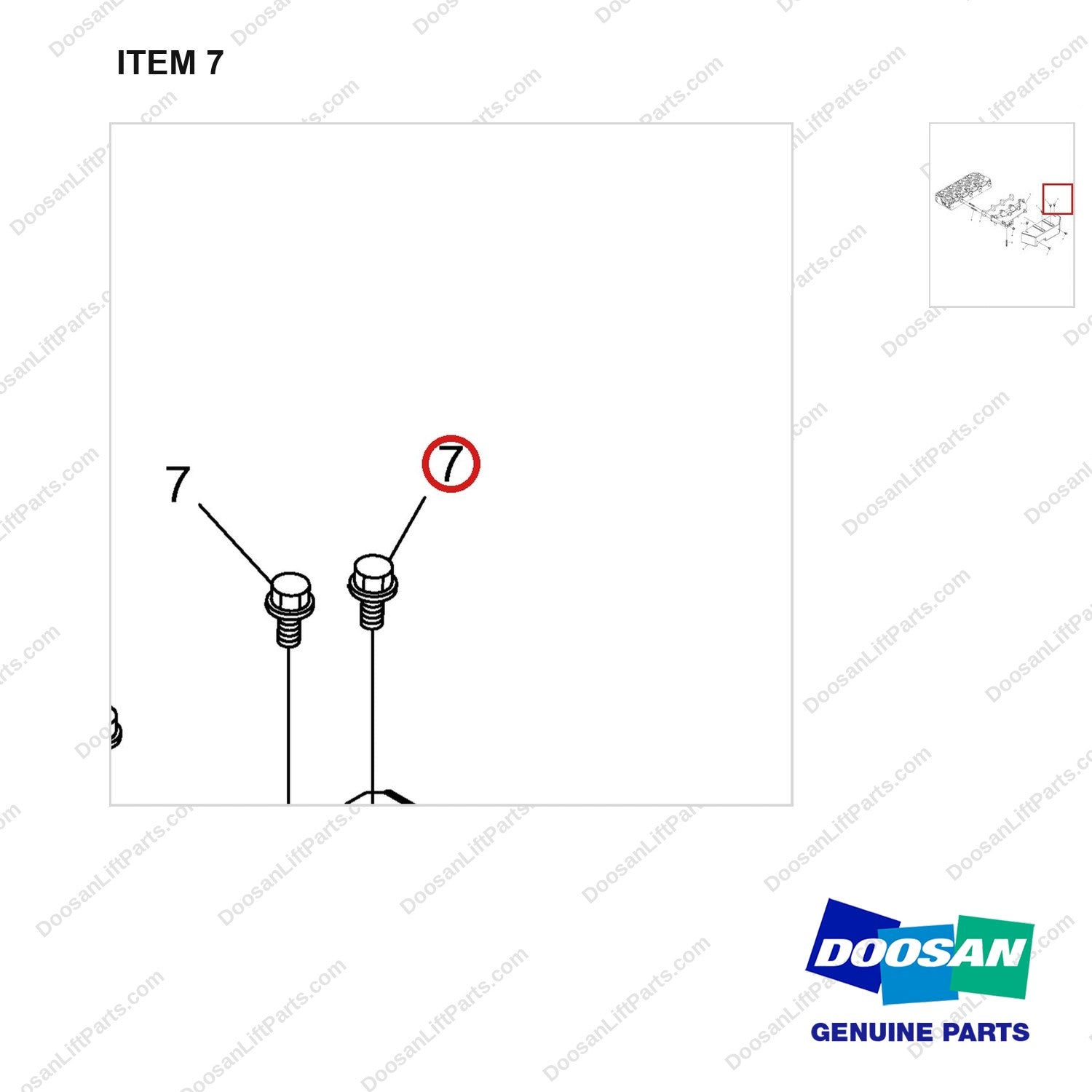 120112-02463 EXHAUST MANIFOLD GP - parts diagram, item 7 shown - genuine Doosan / Bobcat forklift part