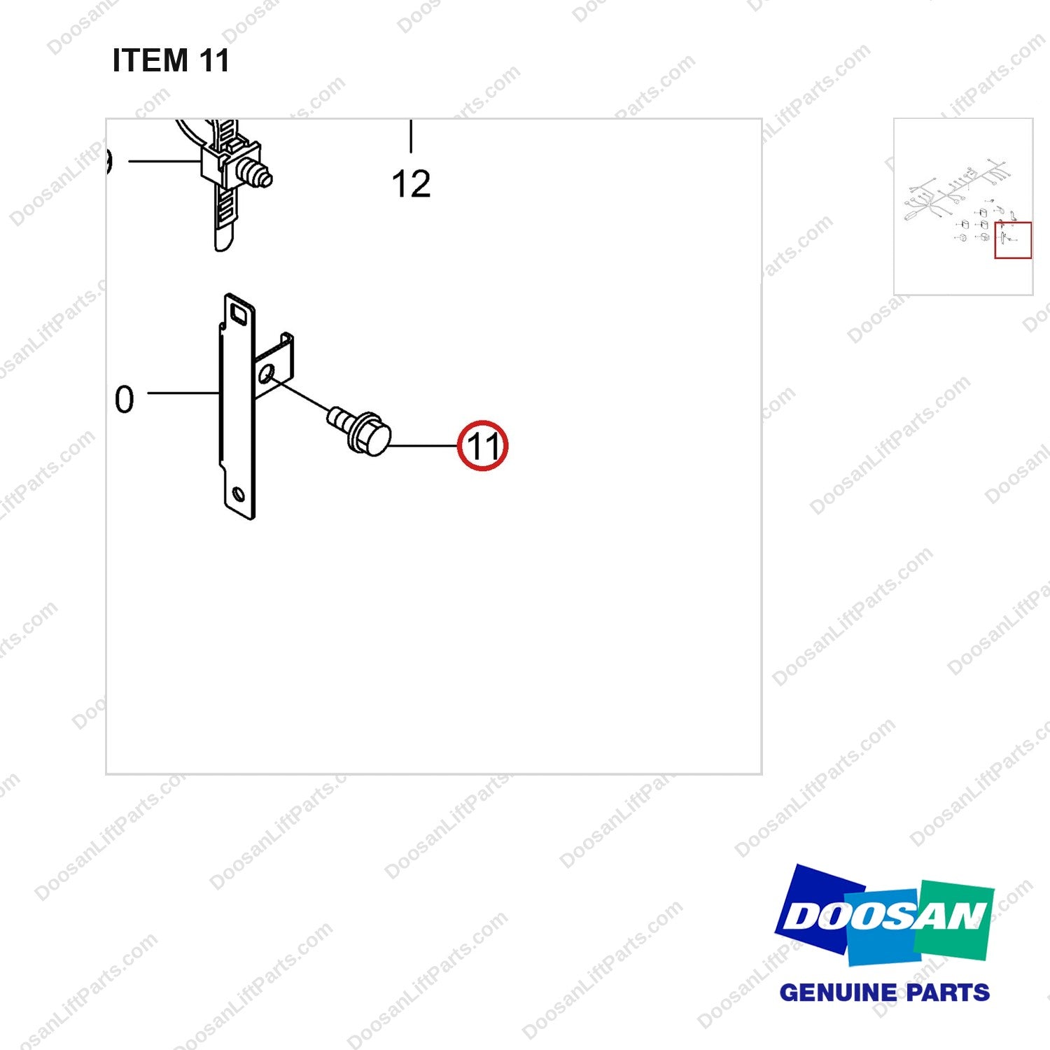 120112-02464 WIRE HARNESS GP - parts diagram, item 11 shown - genuine Doosan / Bobcat forklift part
