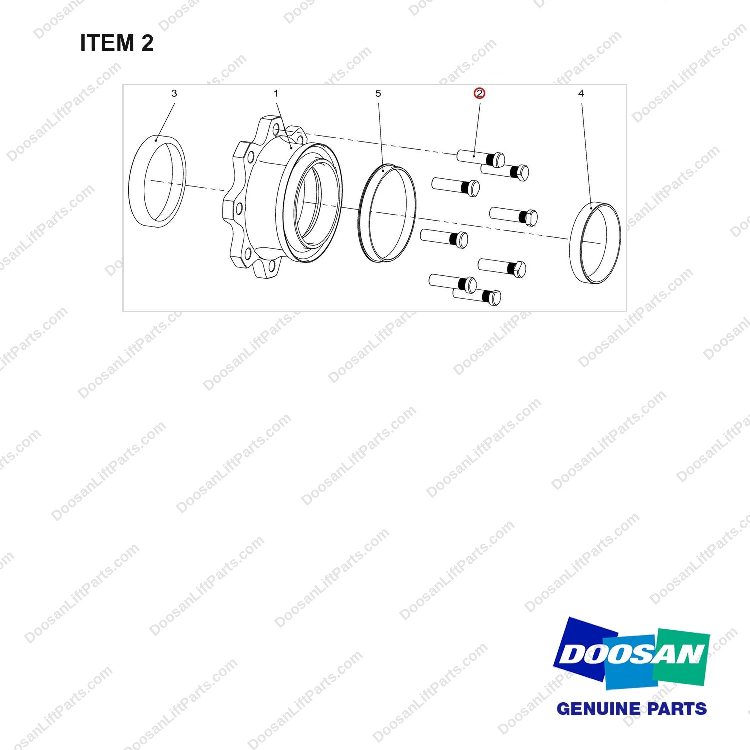 120117-00313 HUB ASSY;SUPPORT BEARING - full parts diagram, item 2 marked - genuine Doosan / Bobcat forklift part
