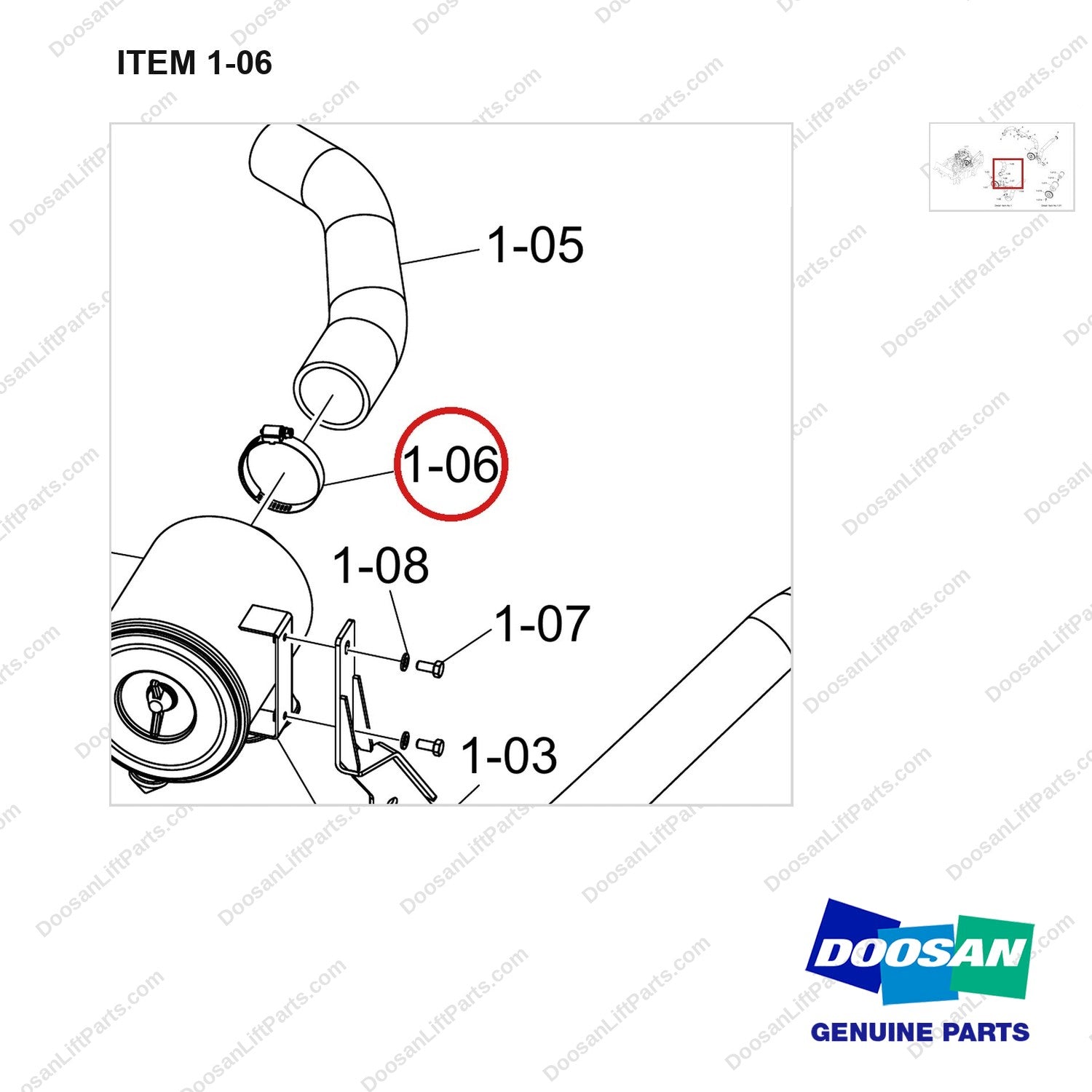 120202-00238 AIR CLEANER GROUP;GC15S-9,GCT - parts diagram, item 1-06 shown - genuine Doosan / Bobcat forklift part