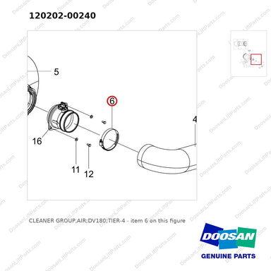 120202-00240 CLEANER GROUP,AIR;DV180;TIER-4 - parts diagram, item 6 shown - genuine Doosan / Bobcat forklift part