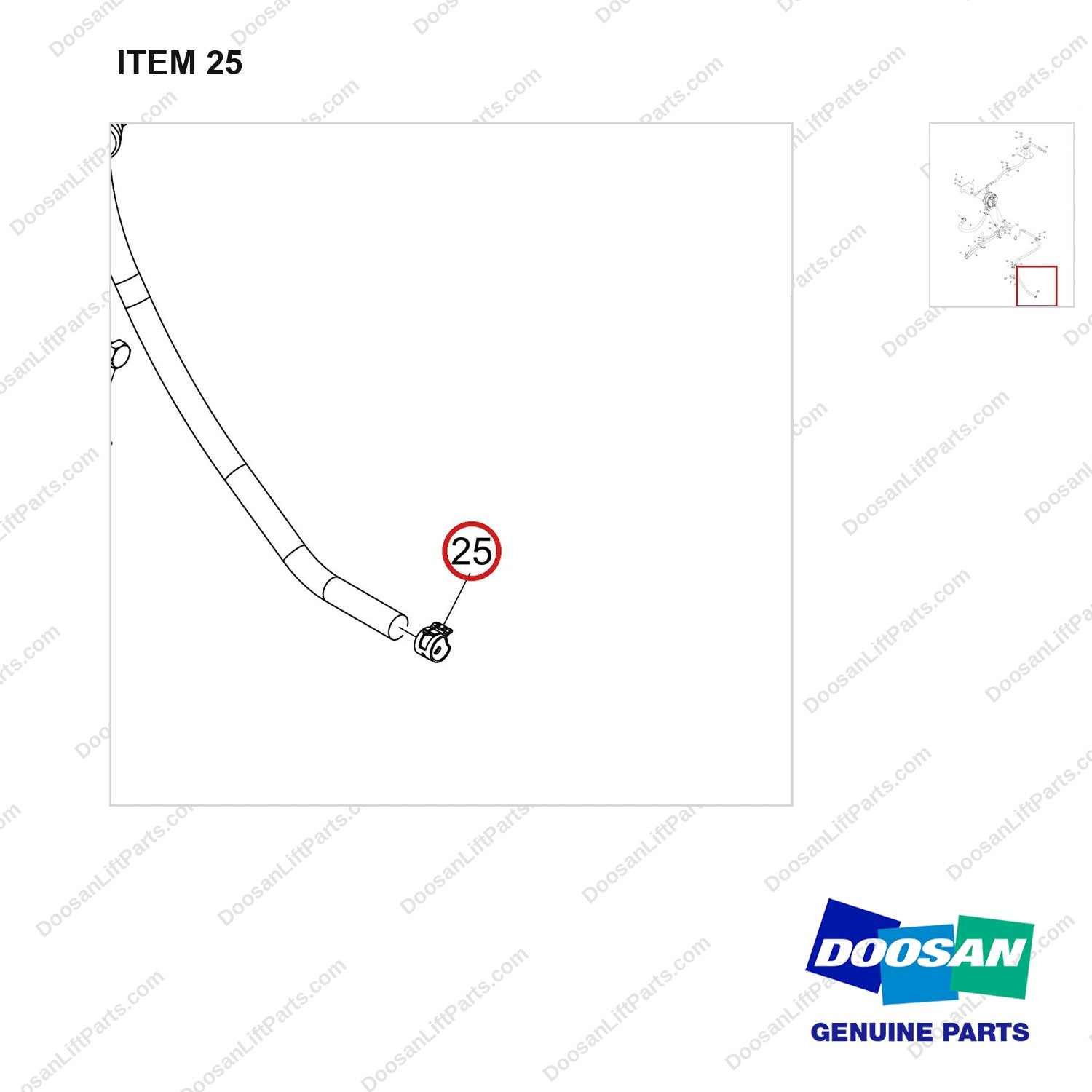 120202-00408 LINE GROUP,FUEL;NC,DF - parts diagram, item 25 shown - genuine Doosan / Bobcat forklift part