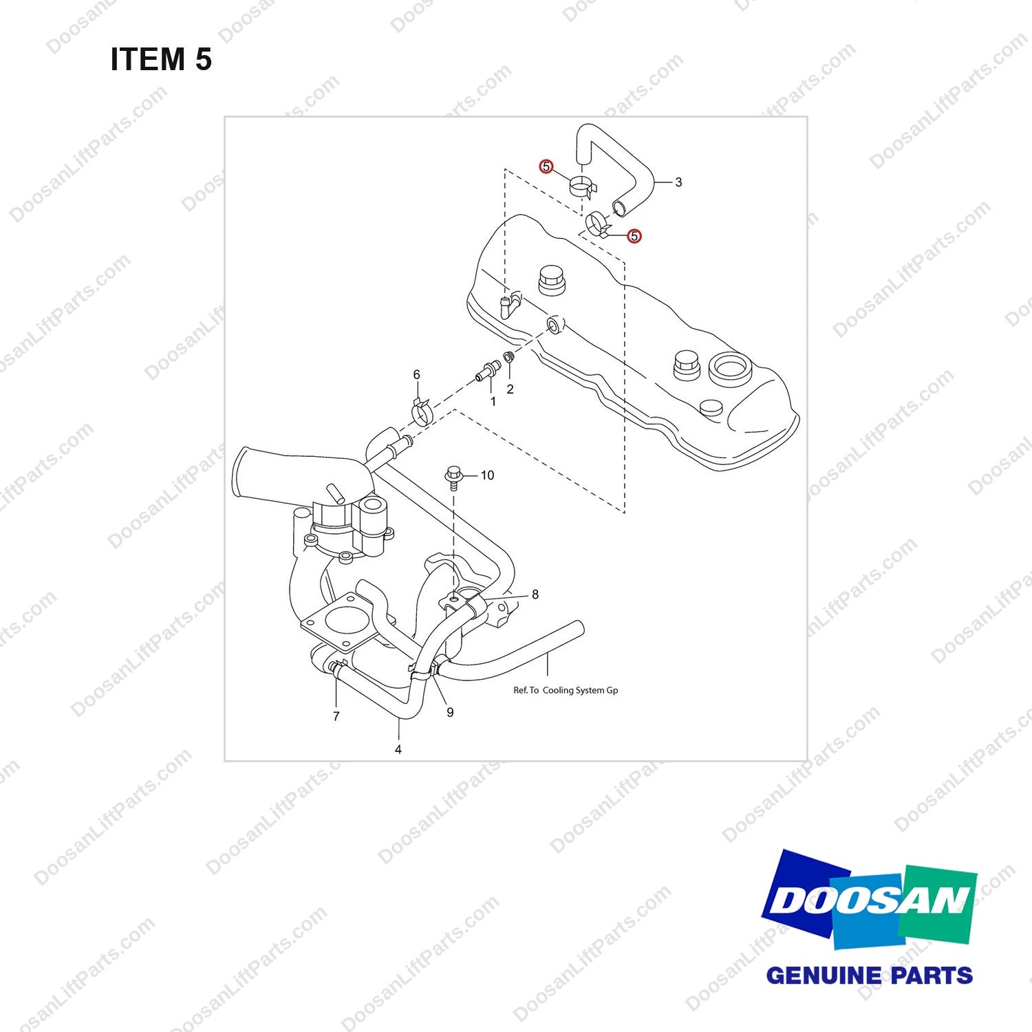 120202-00411 VALVE,VENT;GCT K25 CERT ENGINE - full parts diagram, item 5 marked - genuine Doosan / Bobcat forklift part