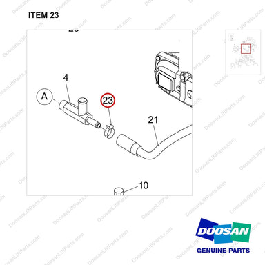 120202-00418 PUMP ASSY,WATER;GCT GK25 ENGINE - parts diagram, item 23 shown - genuine Doosan / Bobcat forklift part