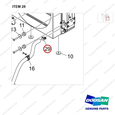 120202-00495 LINES GP-COOLER;ADDITIONAL T/M OIL COOLE - parts diagram, item 29 shown - genuine Doosan / Bobcat forklift part