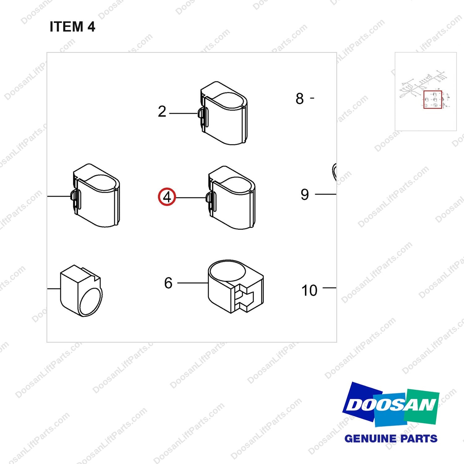 120203-01125 WIRE HARNESS GP - parts diagram, item 4 shown - genuine Doosan / Bobcat forklift part